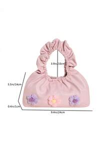 ROMWE Fairycore Women's Fashion Handbag With Flower Decoration - Pink - View 3