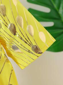 Baby Boy Simple Set Of Embossed T-Shirt And Capri Pants - Yellow - View 5