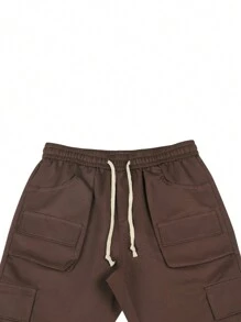 Claim Dot 男款鬆身帶繩腰束口貨褲 - 咖啡棕 - 查看 5