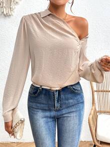 Zolique Blusa con volantes y hombros al descubierto - Albaricoque - Ver 8