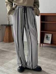 FRIFUL Women's Striped Pants - Black and White - View 4