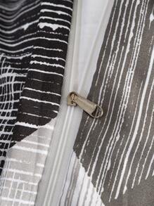 3件套涤纶几何印花羽绒被套 - 灰色 - 查看 5