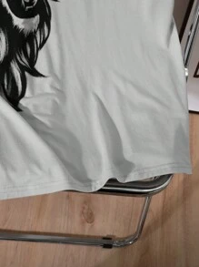 SHEIN Leap Crew Teen Boys' Casual Lion Printed Short Sleeve T-Shirt