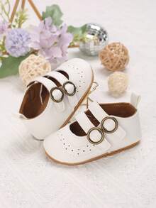 嬰兒女童新款春/秋季軟底公主鞋,空心圓頭透氣鞋,適合行走 - 白色 - 查看 1