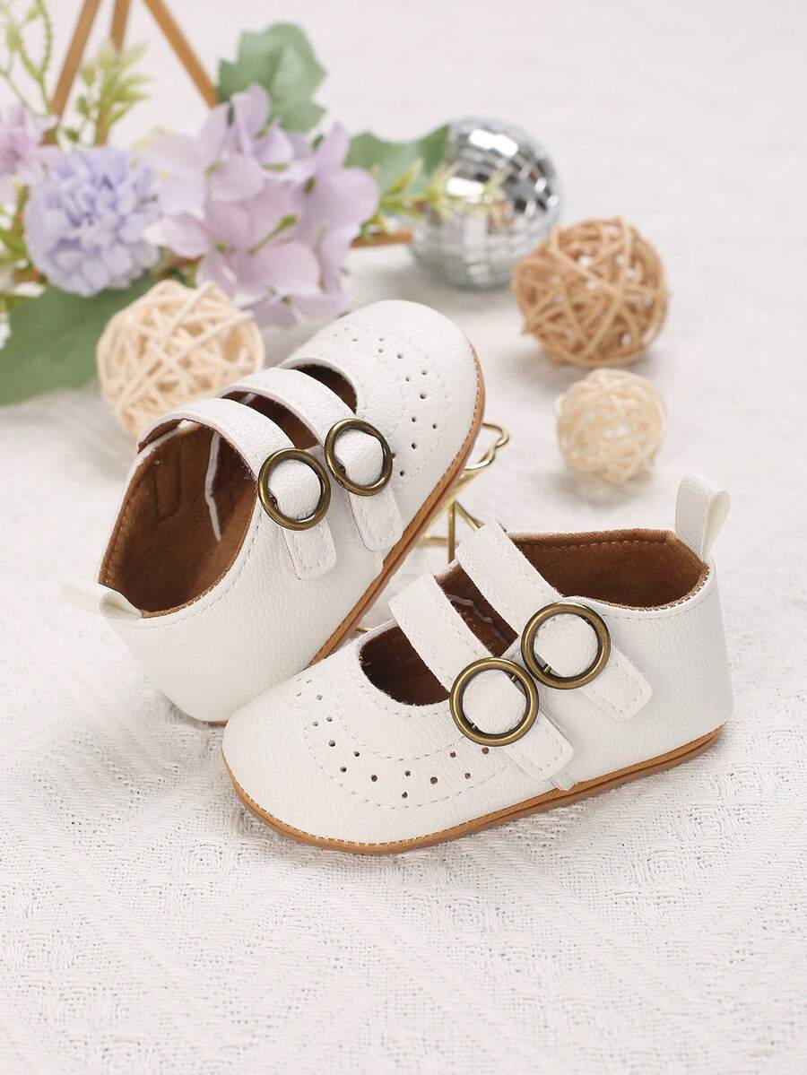 嬰兒女童新款春/秋季軟底公主鞋,空心圓頭透氣鞋,適合行走 - 白色 - 查看 1