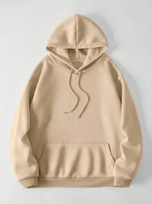 SHEIN EZwear Letter & Skull Printed Drop Shoulder Hoodie - Black - View 2