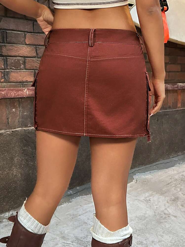 Red Color Jacquard Women's Skirt