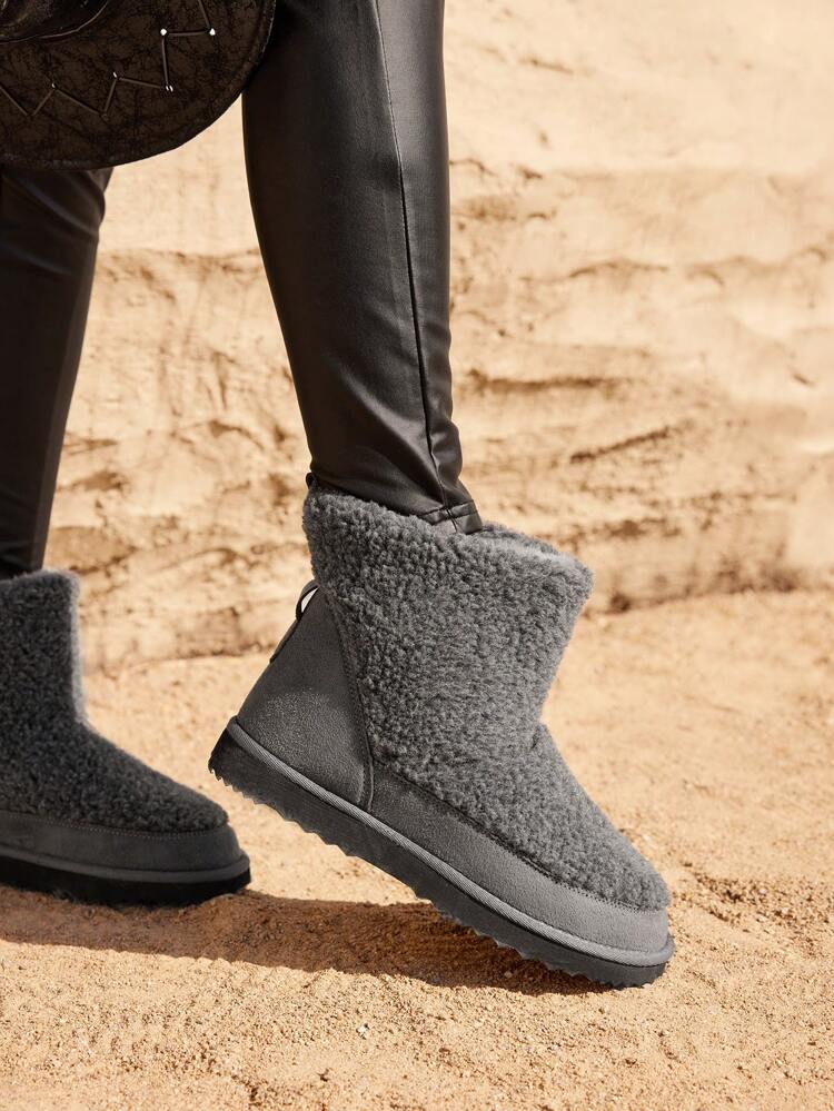 Silver Gray Snow Boots For 2023 Autumn & Winter With Lining