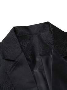 Manfinity Mode Men'S Plus Size Jacquard Suit Jacket - Black - View 3