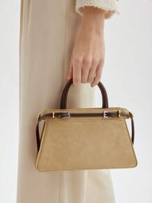 MOTF PREMIUM PU LEATHER BUCKLE DETAIL ZIPPER TOP HANDLE BAG - Multicolor - View 1