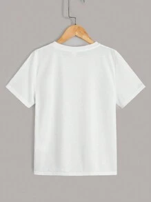 SHEIN 適合青少年男孩的時尚休閒圓領短袖t恤 - 灰色 - 查看 4