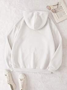 INAWLY 女士抽象印花连帽衫，适合毕业季、返校季、毕业典礼、教师节等场合，秋季返校套头衫 - 白色 - 查看 2