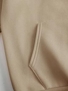 SHEIN EZwear Letter & Skull Printed Drop Shoulder Hoodie - Black - View 5