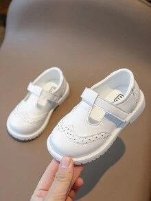 1pair Girls' Slip-On Round Toe Block Princess Shoes, All Seasons, Suitable For Traveling - White - View 3