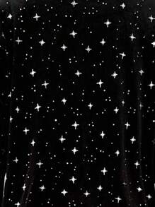 SHEIN Clasi 女款星星印花西裝外套和吊帶連衣裙套裝 - 黑色 - 查看 7