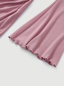 SHEIN MOD 大尺寸披肩領襯托袖抱頸復古連衣裙 - 粉色 - 查看 4