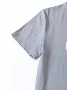 Teen Boy Letter Printed Short Sleeve Top And Long Pants Pajama Set - Grey - View 3