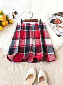 Calvaya 大尺碼女士格子裙 - 紅色 - 查看 1