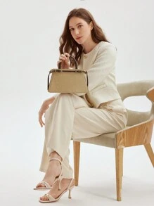 MOTF PREMIUM PU LEATHER BUCKLE DETAIL ZIPPER TOP HANDLE BAG - Multicolor - View 6