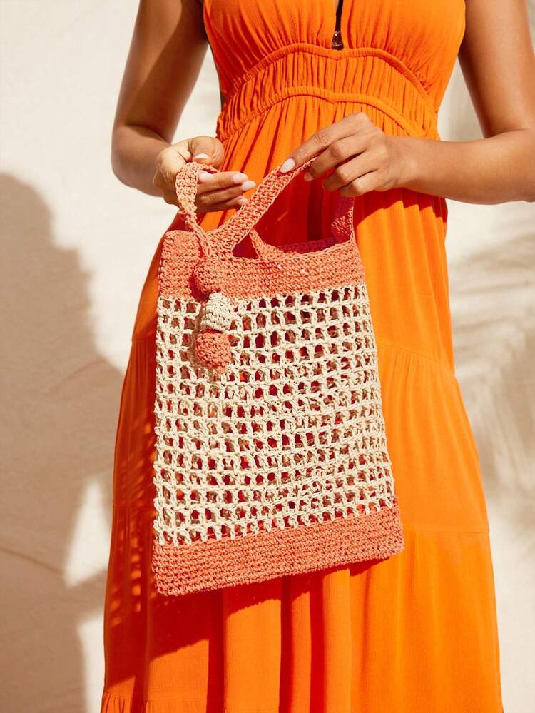 Two Tone Ball Pendant Women Satchel