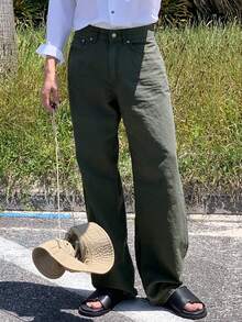 DAZY 男士全季純色長褲 - 綠色 - 查看 7