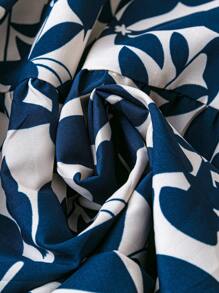 SHEIN Unity 大码女式植物印花连衣裙 女式长款服装 - 藍色 - 查看 5