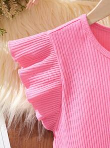 SHEIN Cô gái Tween Hoa In Váy có thắt lưng - Hồng - Xem 4