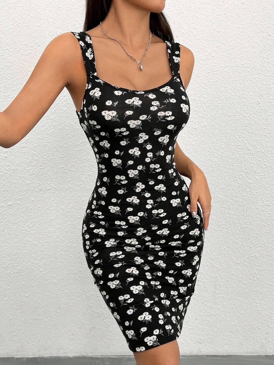 SHEIN PETITE Vestido Sem Mangas Com Estampa Floral - Multicolorido - Visão 1