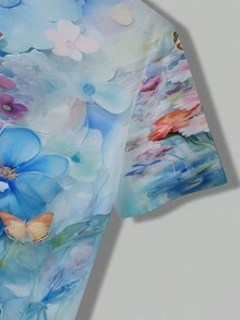 SHEIN LUNE 花朵印花圓領短袖t卹 - 彩色 - 查看 4