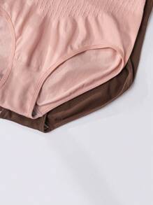 SHEIN 3 cái/bộ Liền mạch Kích thước lớn Của phụ nữ Màu thuần Đồ lót - Nhiều màu - Xem 4