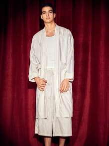 Manfinity VCAY Men'S Woven Shirt And Pants Set - White - View 3