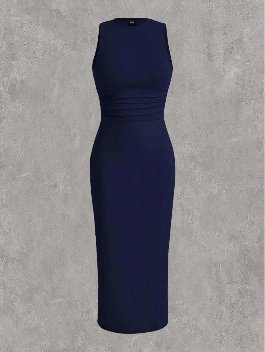 SHEIN EZwear Của phụ nữ Kích thước lớn Chất rắn Đan Váy bodycon - Màu xanh hải quân - Xem 1
