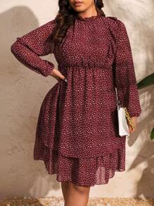 SHEIN Clasi Grote maten Vrouwen Stippen Print Waist-cinching Jurken