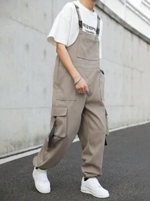 Manfinity Hypemode Men's Cargo Pocket Overall Jumpsuit - Grey - View 4