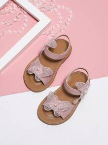 Sandale roz pentru fete mici, stil zână dulce, pantofi de prințesă versatili la modă, pantofi de plajă cu fluturi pentru grădiniță, primăvară/vară