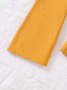 Tween Girl Jumpsuit With Large Flower Prints And Belt - Yellow - View 6