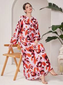 Mulvari Tie-Dye Notched Neckline Dress