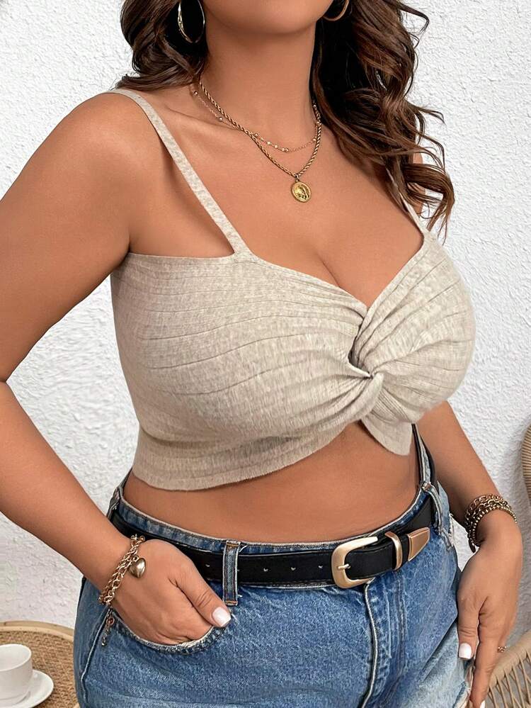 Plus Size Knit Twist Detail Cami Top
