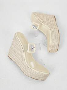 Styleloop Women's Fashionable Simple BohemiabeachVacation Transparent Pvc Wedge Thick-Soled Sandals - Clear - View 4