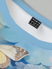 SHEIN LUNE 花朵印花圓領短袖t卹 - 彩色 - 查看 5