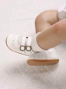 嬰兒女童新款春/秋季軟底公主鞋,空心圓頭透氣鞋,適合行走 - 白色 - 查看 6