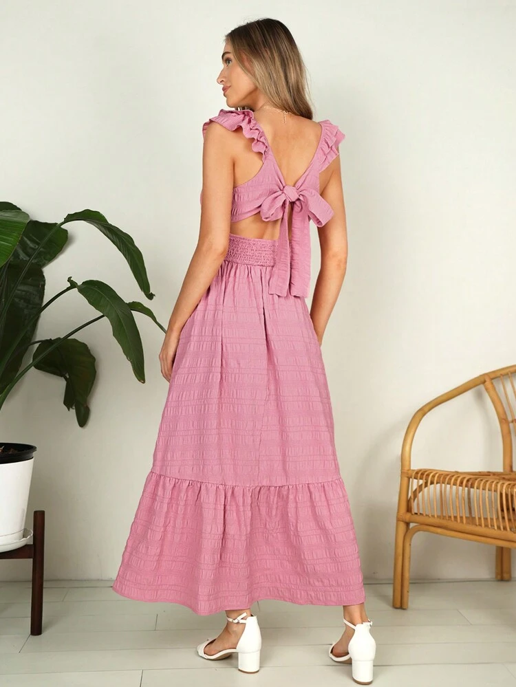 Women's Holiday Style Ruffled Hem  Dress