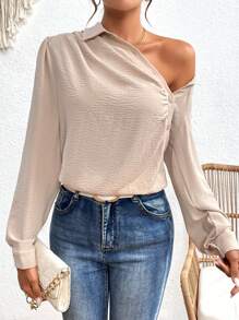 Zolique Blusa con volantes y hombros al descubierto - Albaricoque - Ver 5
