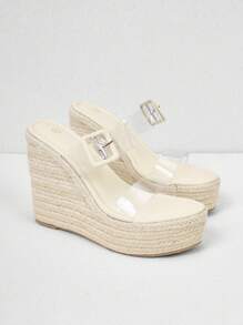 Styleloop Women's Fashionable Simple BohemiabeachVacation Transparent Pvc Wedge Thick-Soled Sandals - Clear - View 6