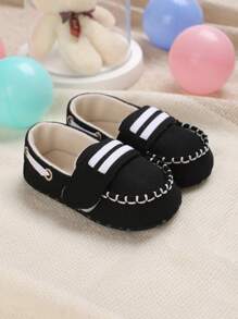 适合 0-1 岁男婴的春秋季软底学步鞋 - 黑色 - 查看 7