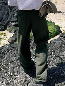 DAZY 男士全季純色長褲 - 綠色 - 查看 2