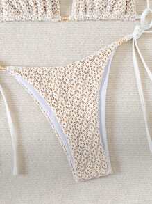 Swim Mod Summer Beach Hollow Out Two Pieces Bikini Set - Apricot - View 4