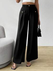 SHEIN Privé Của phụ nữ Người đi lại Đen Quần - màu đen - Xem 4