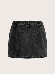 SHEIN ICON 低腰貨物風格裙子 - 灰色 - 查看 3