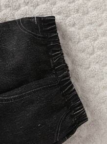 嬰兒男童補丁細節襯衫和仿牛仔布褲套裝 - 黑色 - 查看 6